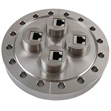 CF100 Flange with 4 Ports RJ45 Feedthroughs Female to Female