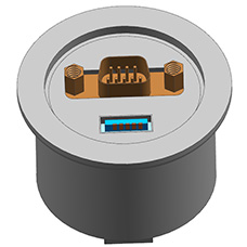 KF40 Flange with 1 Port USB3.0 and 1 Port DB9 Vacuum Feedthroughs